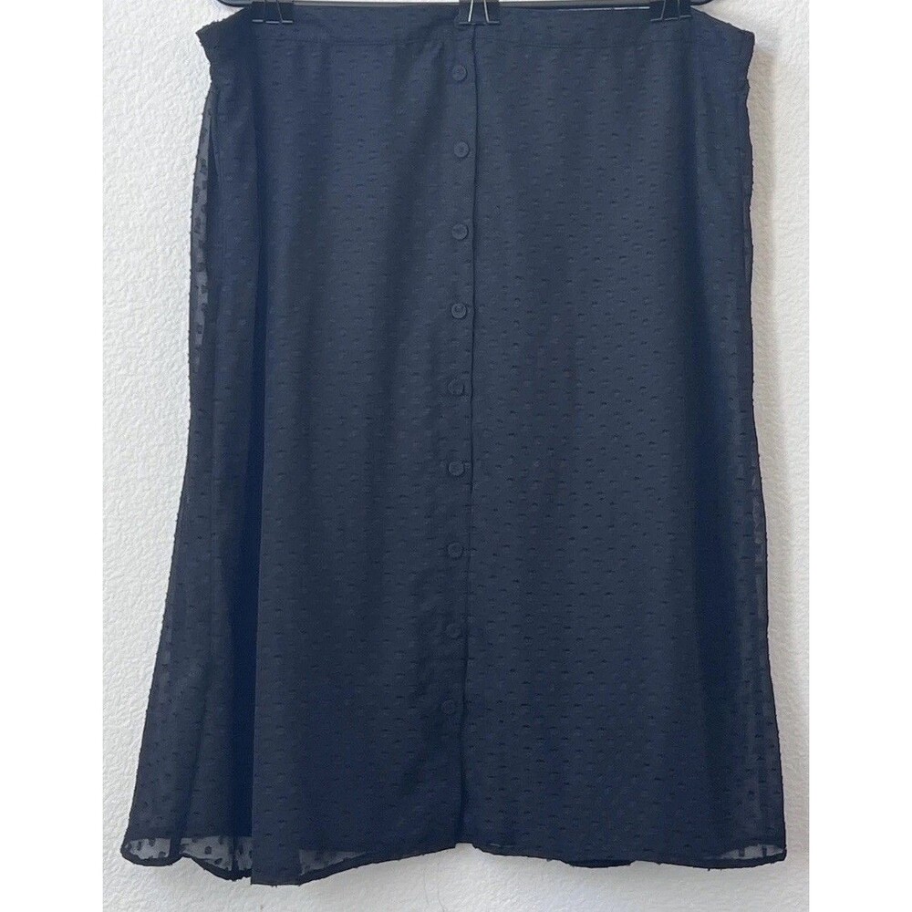 Daniel Rainn Skirt XL Black Swiss Dot A-line Midi Sheer Lined
